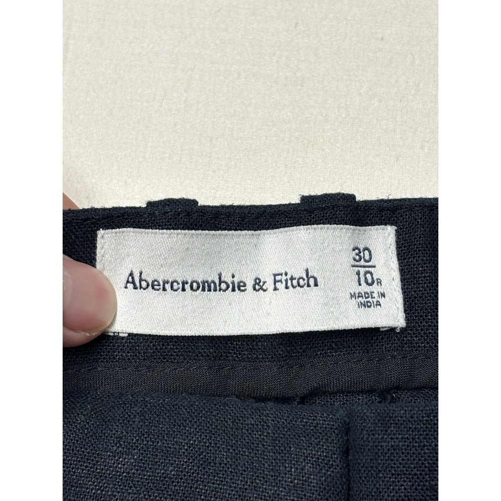 Abercrombie & Fitch Black Linen Blend Wide Leg High Rise Pants Womens 30/10R L29 - Picture 3 of 11